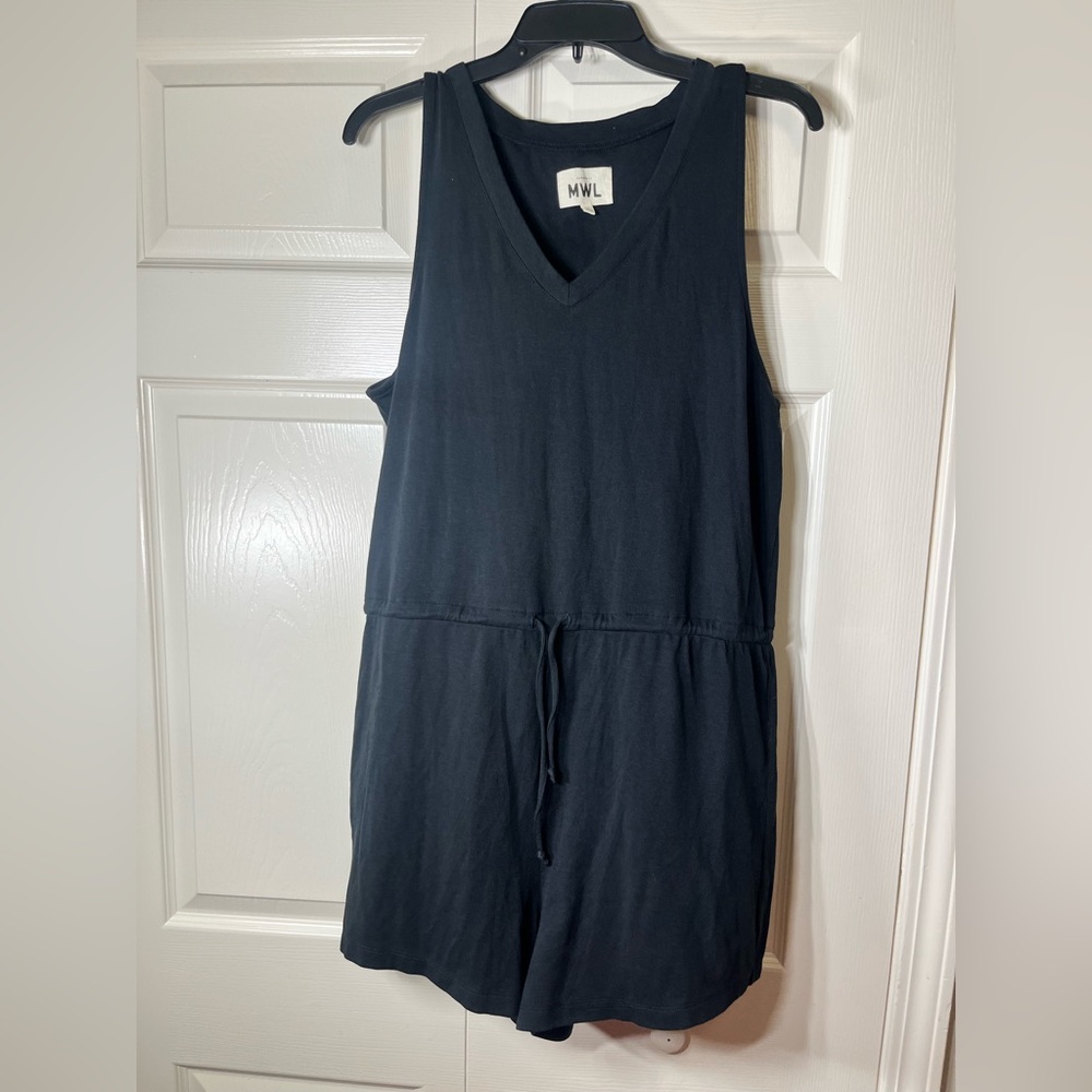 MWL by Madewell Women's Breeze Black Drawstring Romper Size Medium‎